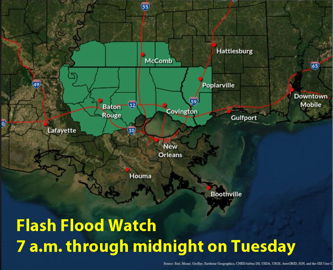 Flash Flood Watch per la Louisiana sudorientale e il Mississippi sudoccidentale